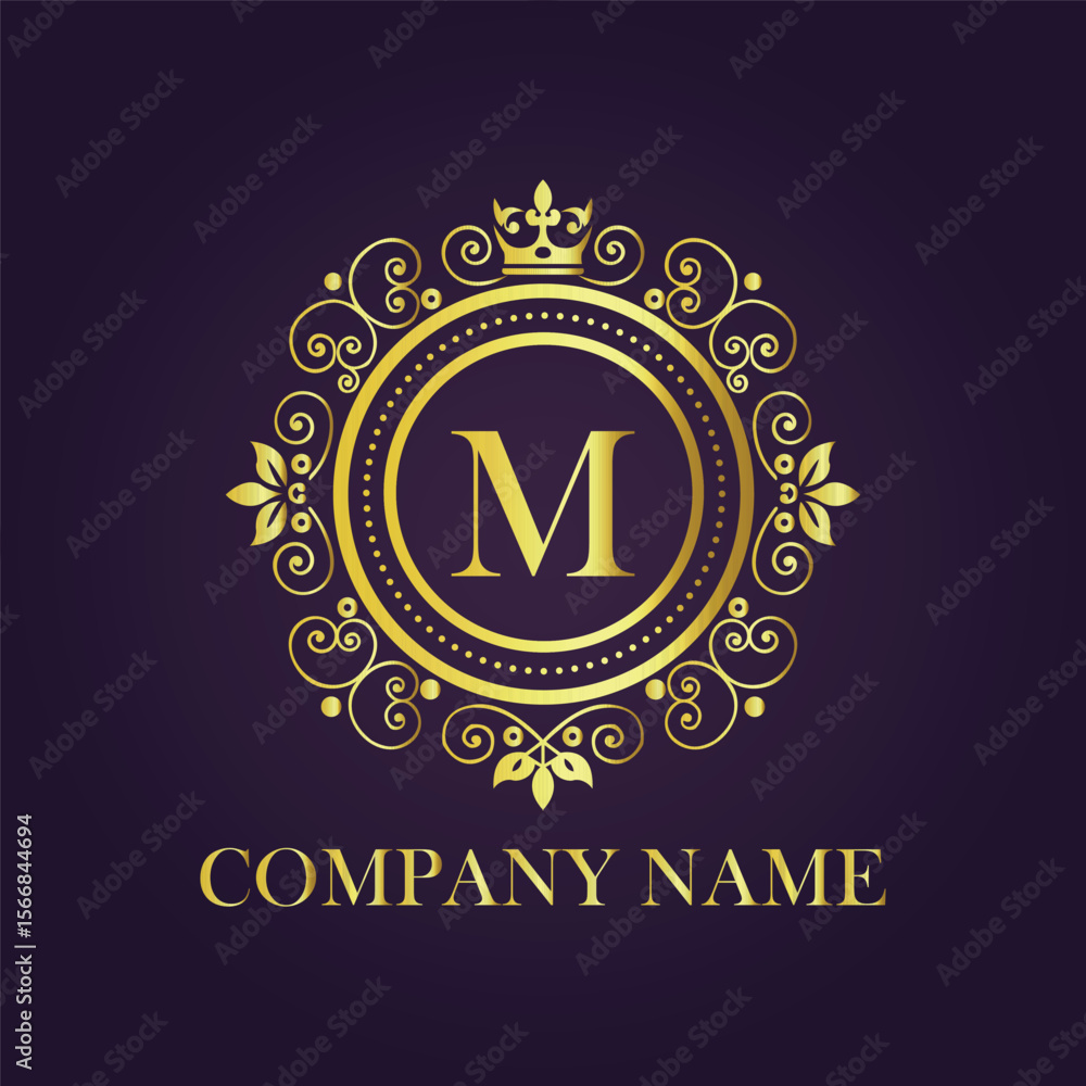 Naklejka premium Letter luxury gold logo concept