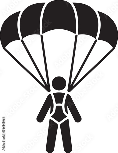 Skydiver Freefall Silhouette Over Mountains

Parachutist Deploying Canopy Vector Design

Tandem Skydiving Silhouette Scene

Parachute Opening in Midair Vector Art

Landing Parachutist Silhouette Illus