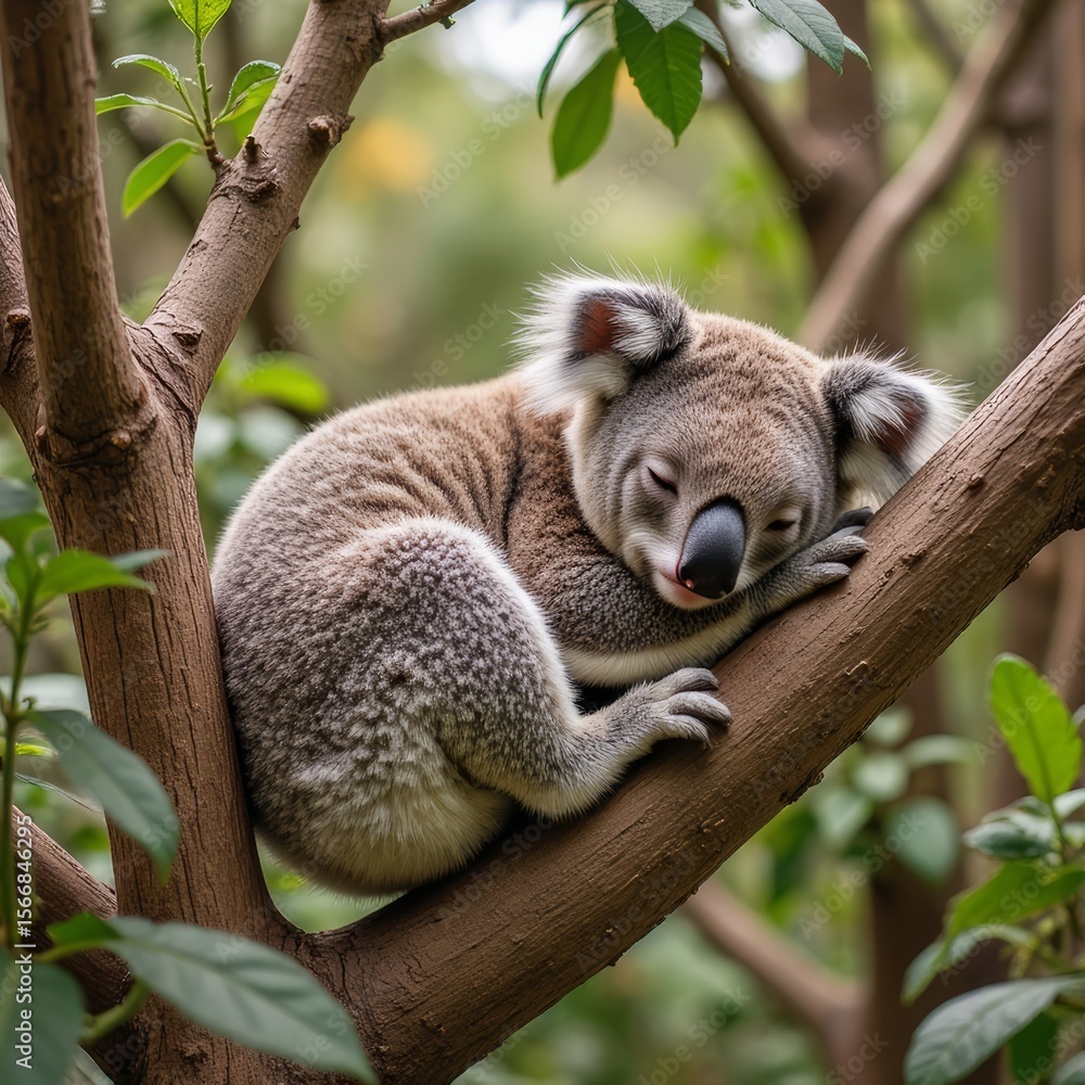 Naklejka premium Sleeping koala on the tree