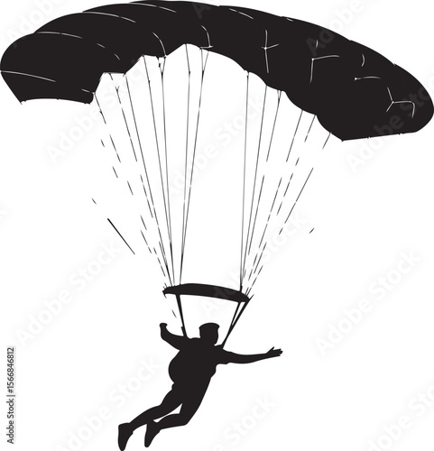 Skydiver Freefall Silhouette Over Mountains

Parachutist Deploying Canopy Vector Design

Tandem Skydiving Silhouette Scene

Parachute Opening in Midair Vector Art

Landing Parachutist Silhouette Illus