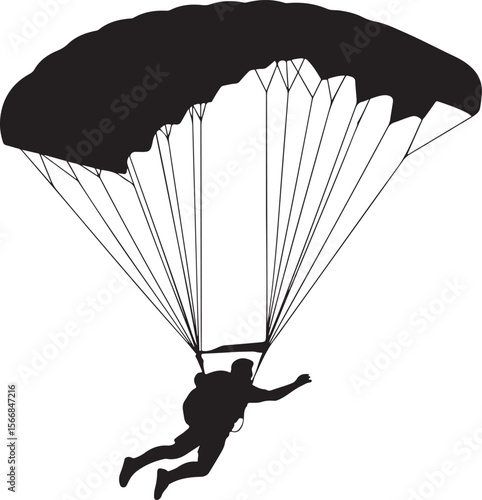 Skydiver Freefall Silhouette Over Mountains

Parachutist Deploying Canopy Vector Design

Tandem Skydiving Silhouette Scene

Parachute Opening in Midair Vector Art

Landing Parachutist Silhouette Illus