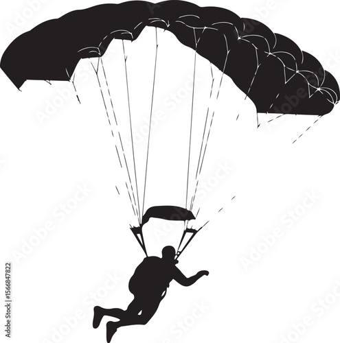 Skydiver Freefall Silhouette Over Mountains

Parachutist Deploying Canopy Vector Design

Tandem Skydiving Silhouette Scene

Parachute Opening in Midair Vector Art

Landing Parachutist Silhouette Illus