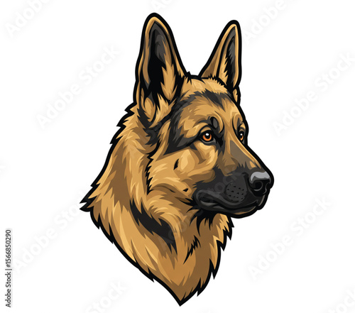 "German Shepherd Dog Head Illustration – Vector Clipart, Loyal Pet Icon, Guard Dog Art for Stickers, Apparel, Logos, Training, K9 Projects"

