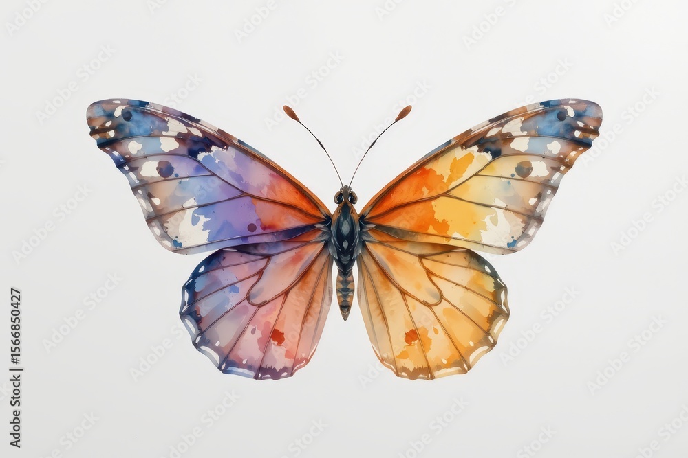 Obraz premium Colorful Watercolor Butterfly with Vibrant Patterns and Details