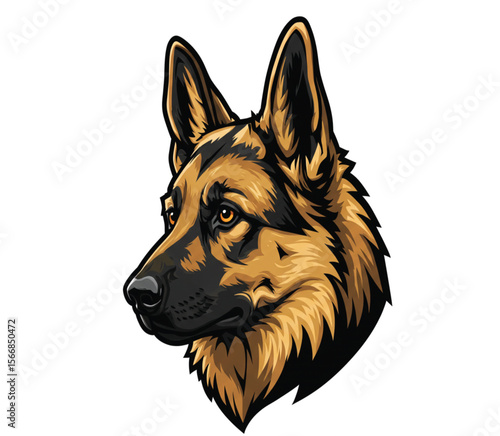 "German Shepherd Dog Head Illustration – Vector Clipart, Loyal Pet Icon, Guard Dog Art for Stickers, Apparel, Logos, Training, K9 Projects"

