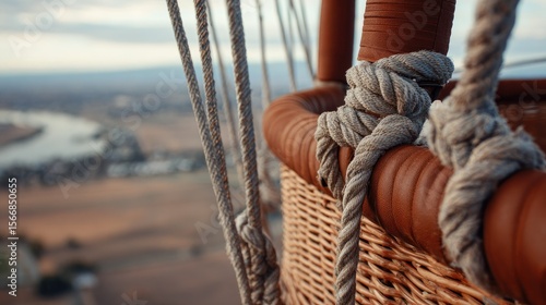 Hot air balloon basket ropes and wicker