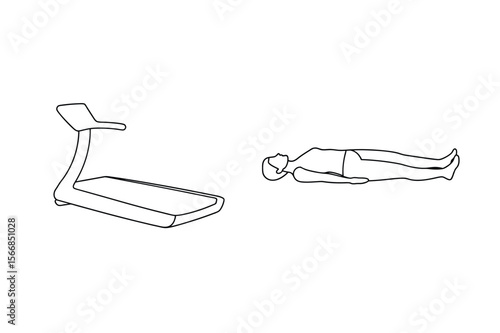 Treadmill and person lying down exercise machine relaxation