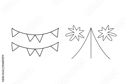 Festive bunting and starbursts flags pennants