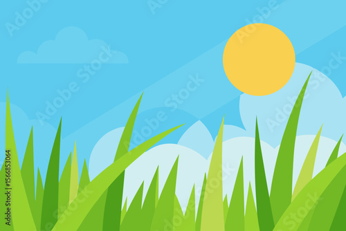 A Detailed Vector Background Of A Summer Day From The Edge Of A Forest With A View