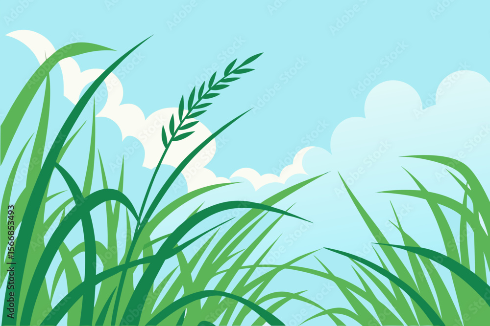 Obraz premium A Detailed Vector Background Of A Summer Day From The Edge Of A Forest With A View