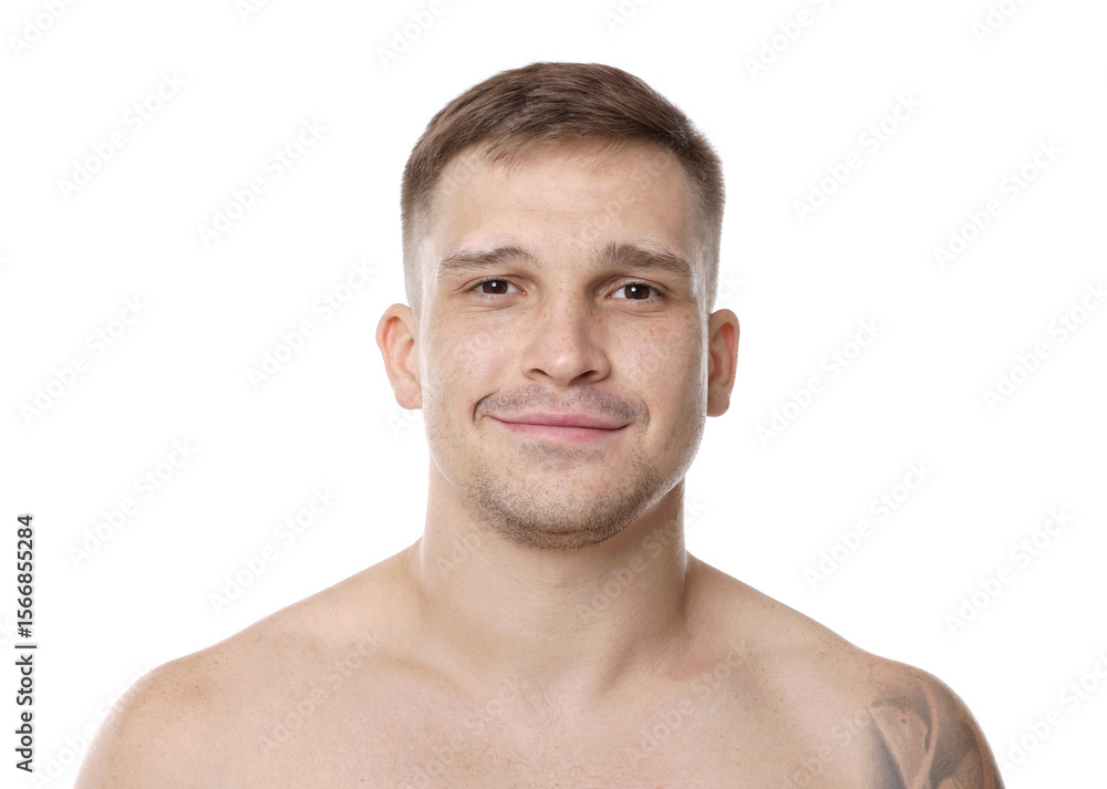 Obraz premium Handsome man after shaving on white background