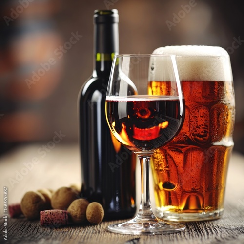 Rich flavors of wine and beer unite, inviting moments of relaxation with friends