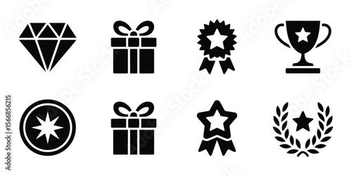 Reward and trophy icon set vector