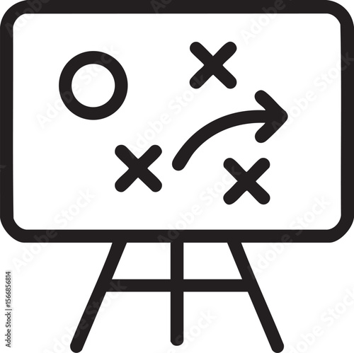 Strategic Planning Whiteboard with Circle Crosses and Arrow Representing a Business Strategy or Game Plan Outline