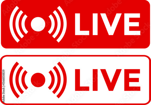 Live streaming red icon set. online stream icons. social media channel. broadcasting buttons
