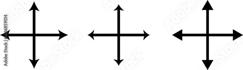 Four Way Arrow icon set. arrows four direction symbol. directions up down left and right. directional cross arrow icon. representing different directions and choices
