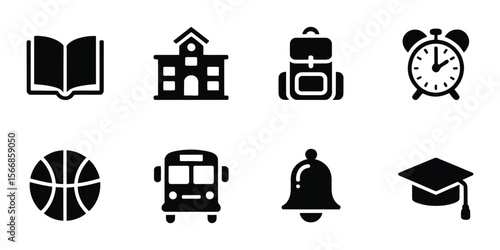 School and education symbol icon set vector