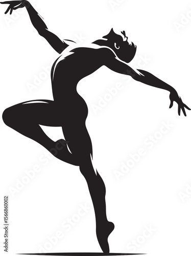 Elegant Silhouette of a Dancer in Mid Pose Expressing Grace and Movement Through Artistic Expression