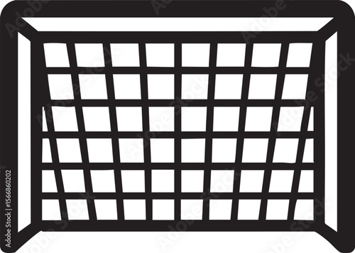 A Bold Black and White Graphic Depiction of a Soccer Goal Featuring a Clean and Simple Design