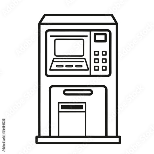 ATM machine outline vector icon - Finance & Banking