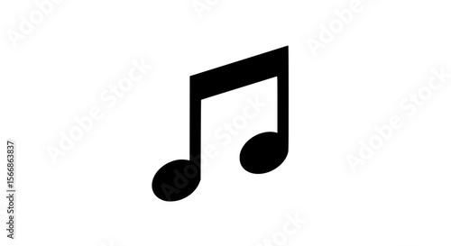 Simple Black Silhouette of a Musical Eighth Note Pair on a White Background