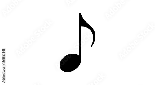 A Simple Black Silhouette of a Single Musical Eighth Note Rests on a White Background