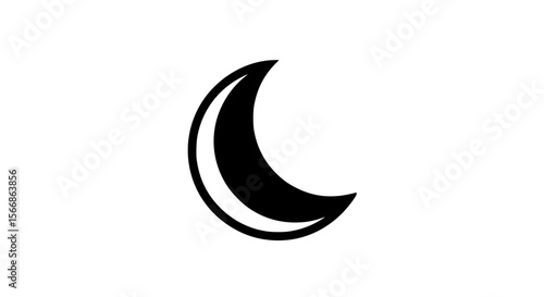Simple Black Crescent Moon Silhouette Against White Background Graphic Design