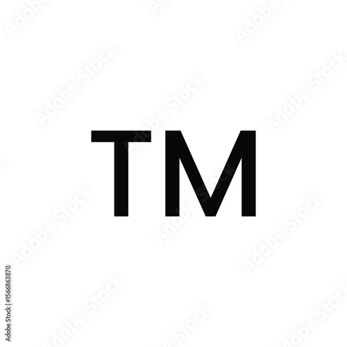 Illustration of the trademark symbol with the letters t and m in black color on a white background space