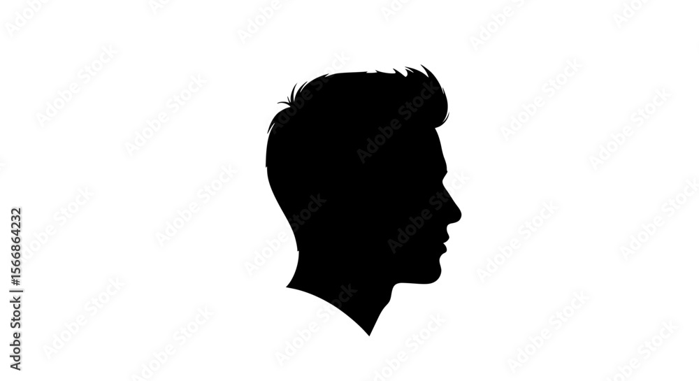 Modern Male Silhouette with Stylish Haircut Profile View
