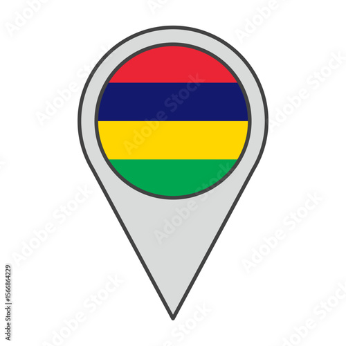 Vector illustration of a geolocation tag colored with the flag of Mauritius Free Download Vector illustration of a geolocation tag colored with the flag of Mauritius - GFXLoad