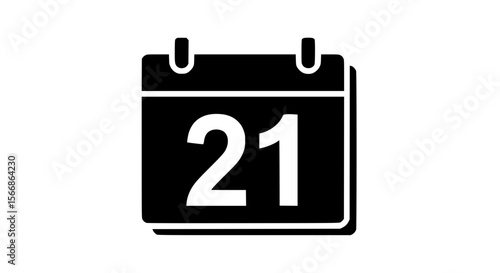 A Stylized Silhouette of a Calendar Showing the Number Twenty One
