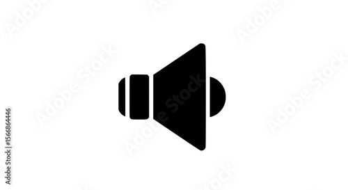 Black silhouette of a speaker cone representing sound waves and audio output on a white background