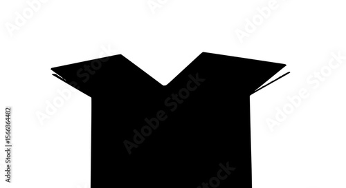 Minimalist Silhouette of an Open Cardboard Box Against a Clear Blue Sky