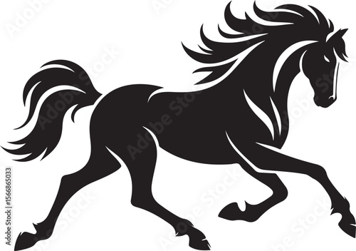 Majestic Silhouette of a Galloping Horse in Full Stride