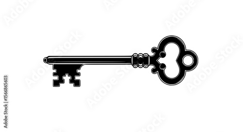 Antique Skeleton Key Silhouette Forged Metal Tool Ornate Handle Vintage Lock Opener Accessory