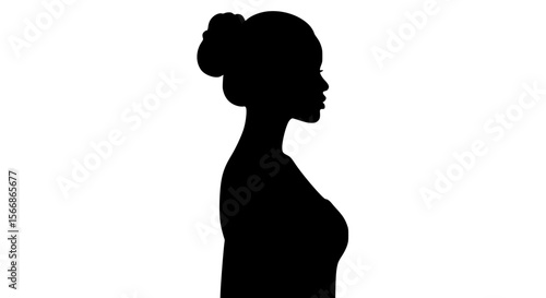 Elegant Silhouette of a Woman's Profile with Hair in a Bun and shoulders visible