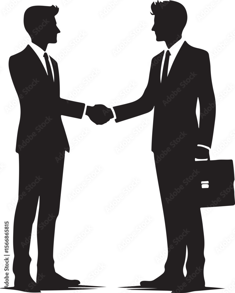 Two businessmen shaking hands in a silhouette for business agreement and partnership Two businessmen shaking hands in a silhouette for business agreement and partnership