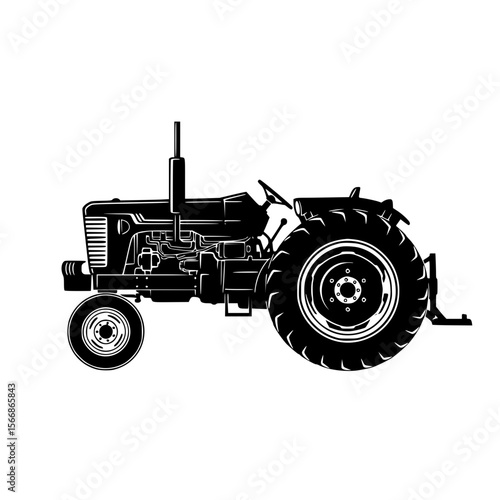 Classic Farm Tractor Silhouette for Agricultural and Rural Themed Designs