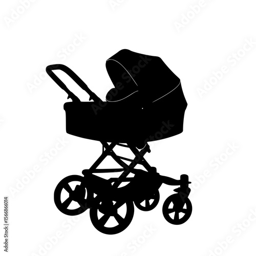 Classic Baby Carriage Silhouette for Newborns and Infants