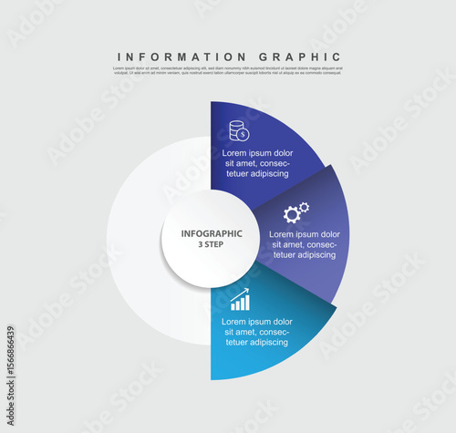 design layout banner infographic. 3 step process information or presentation with icons