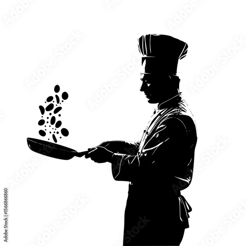 Experienced Chef Masterfully Cooks Food in a Professional Kitchen