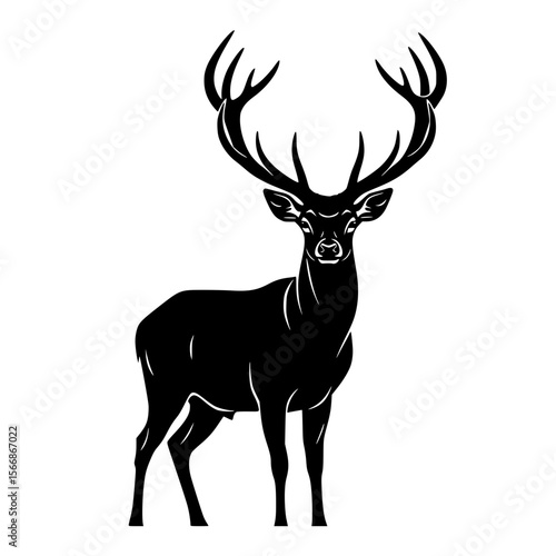 Majestic Stag Silhouette Illustrates Forest Wildlife and Nature's Grandeur
