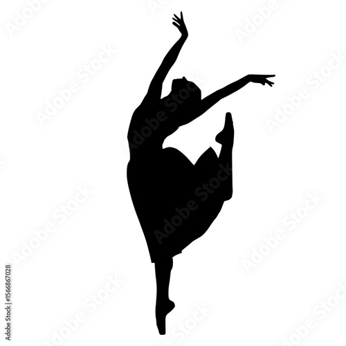 Graceful Silhouette of a Dancer Performing an Arabesque Pose with Elegant Arms Extended High Above