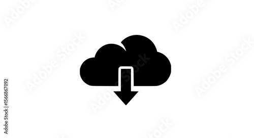 Cloud download icon for digital file transfer and data storage