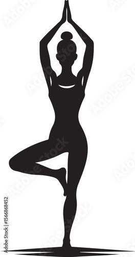 Silhouette of Woman Performing Tree Pose Yoga for Balance and Inner Peace