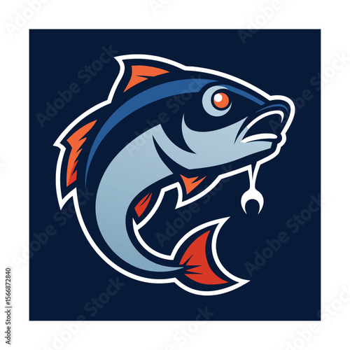 Logo Design with Large Fish Biting Classic Lure