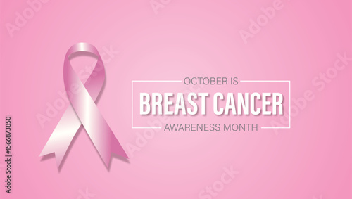 October awareness month, Brest cancer banner.  Health care and Template, flat vector illustration