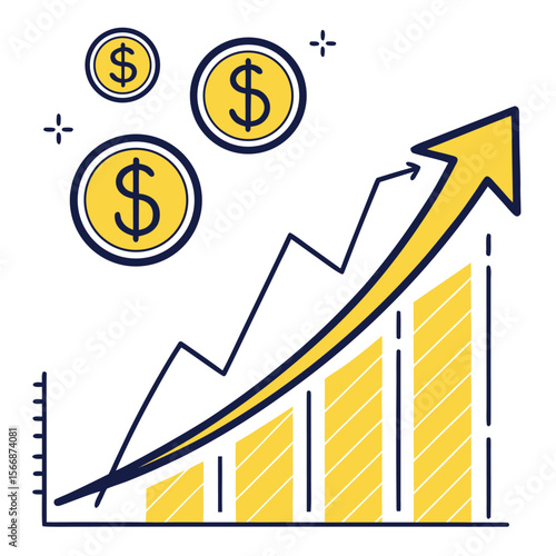  Profit Margin Growth – Yellow Line Chart Financial Vector
 Adobe Illustrator Artwork