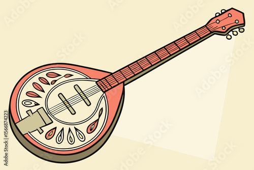 Coral lute with decorative soundhole musical instrument string instrument