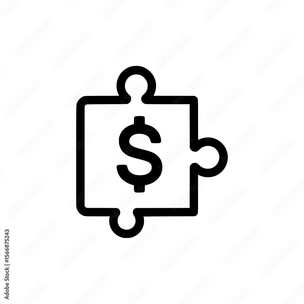 A puzzle piece with dollar sign icon A puzzle piece with dollar sign icon